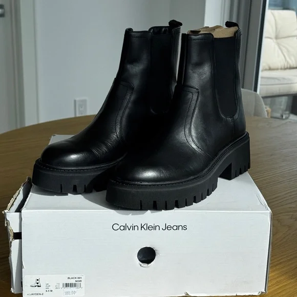 Calvin Klein Shoes Calvin Klein Black Chunky Boots Womens